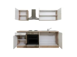 Discount Respekta Küchenzeile KB210ESW 210 cm -Eiche Sägerau Nachbildung Weiß