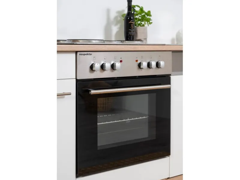 Discount Respekta Küchenzeile KB210ESW 210 cm -Eiche Sägerau Nachbildung Weiß