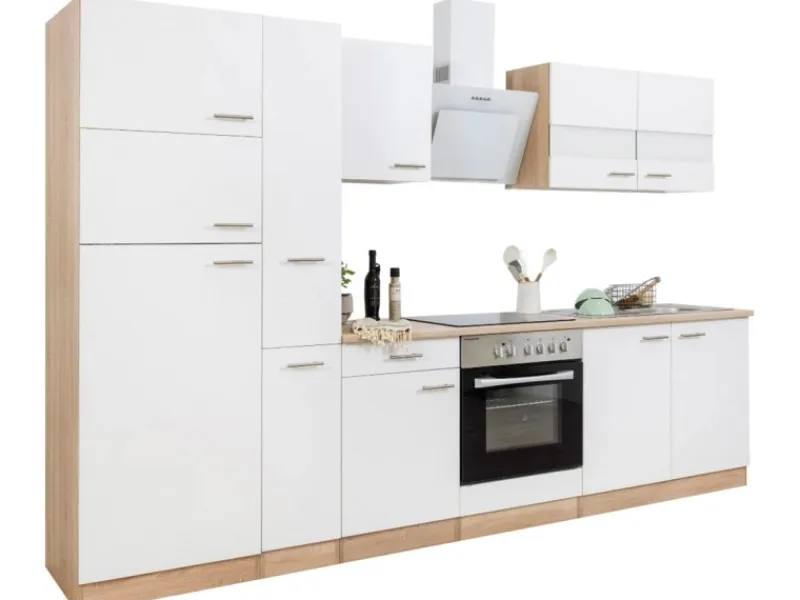 Respekta Kühlschränke|Einbauküchen<Küchenzeile KB300ESWCGKE 300 cm -Eiche Sägerau Nachbildung