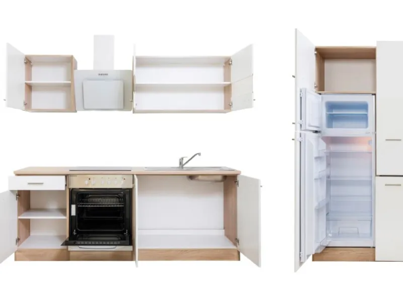 Respekta Kühlschränke|Einbauküchen<Küchenzeile KB300ESWCGKE 300 cm -Eiche Sägerau Nachbildung