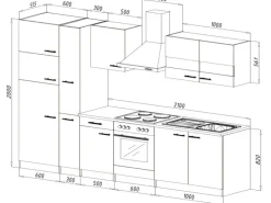 Respekta Kühlschränke|Einbauküchen<Küchenzeile KB300ESWCGKE 300 cm -Eiche Sägerau Nachbildung