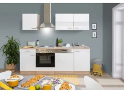 Respekta Winkelküchen|Einbauküchen<Küchenzeile KB220ESW 220 cm -Eiche Sägerau Nachbildung
