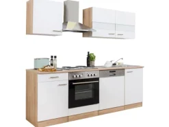 Respekta Winkelküchen|Einbauküchen<Küchenzeile KB220ESW 220 cm -Eiche Sägerau Nachbildung