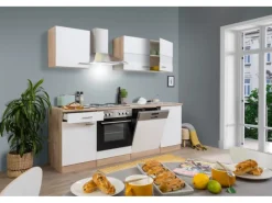 Respekta Winkelküchen|Einbauküchen<Küchenzeile KB220ESW 220 cm -Eiche Sägerau Nachbildung