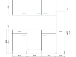 Hot Respekta Küchenzeile KB150ESWMI 150 cm -Eiche Sägeräu Nachbildung Weiß