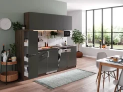 Respekta Küchenzeile KB225EYGMI 225 cm -Eiche York Nachbildung< Kochfelder|Single-Küchen