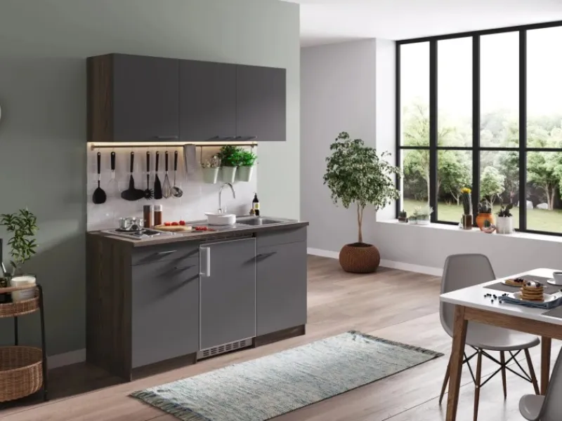 Respekta Single-Küchen|Miniküchen<Küchenzeile KB150EYG 150 cm -Eiche York Nachbildung