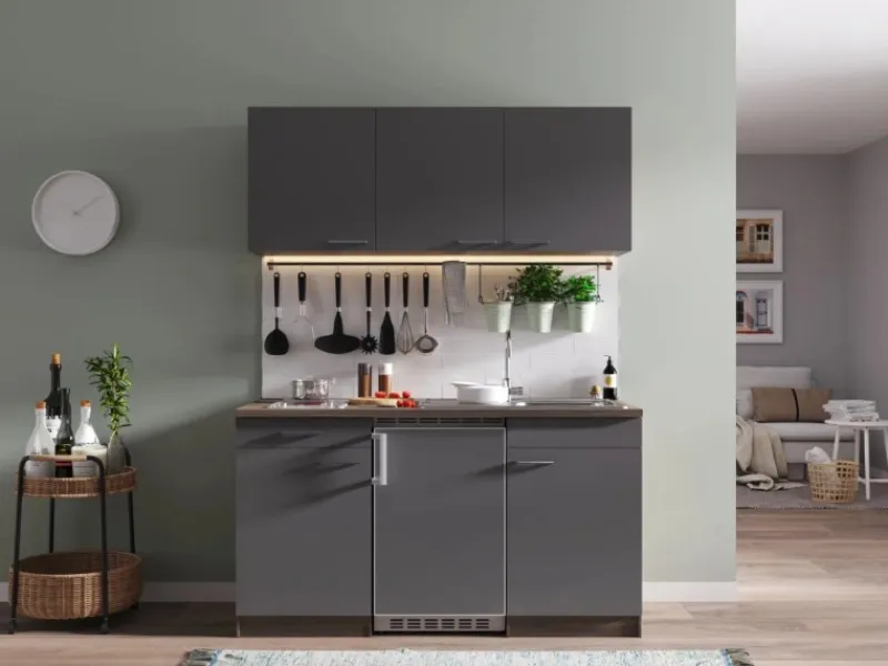 Respekta Single-Küchen|Miniküchen<Küchenzeile KB150EYGC 150 cm -Eiche York Nachbildung