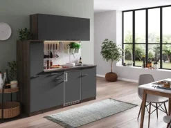 Respekta Küchenzeile KB180EYGC 180 cm -Eiche York Nachbildung< Kochfelder|Winkelküchen