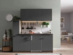 Respekta Miniküchen|Kochfelder<Küchenzeile KB180EYG 180 cm -Eiche York Nachbildung