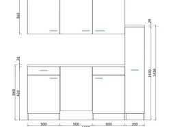 Respekta Miniküchen|Kochfelder<Küchenzeile KB180EYG 180 cm -Eiche York Nachbildung