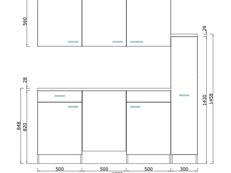 Respekta Miniküchen|Kochfelder<Küchenzeile KB180EYG 180 cm -Eiche York Nachbildung