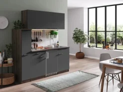 Respekta Miniküchen|Kochfelder<Küchenzeile KB180EYG 180 cm -Eiche York Nachbildung