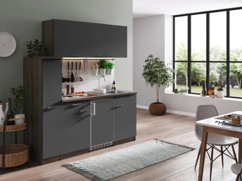 Respekta Miniküchen|Kochfelder<Küchenzeile KB180EYG 180 cm -Eiche York Nachbildung