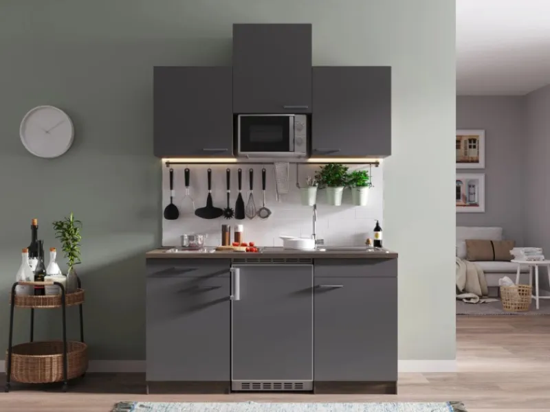 Respekta Küchenzeile KB150EYGMIC 150 cm -Eiche York Nachbildung< Pantryküchen|Miniküchen