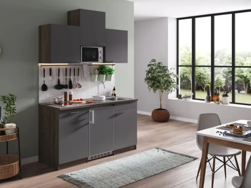 Respekta Küchenzeile KB150EYGMIC 150 cm -Eiche York Nachbildung< Pantryküchen|Miniküchen