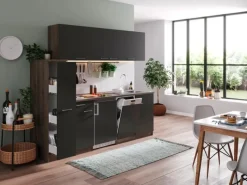 Online Respekta Küchenzeile KB225EYG 225 cm -Eiche York Nachbildung Grau