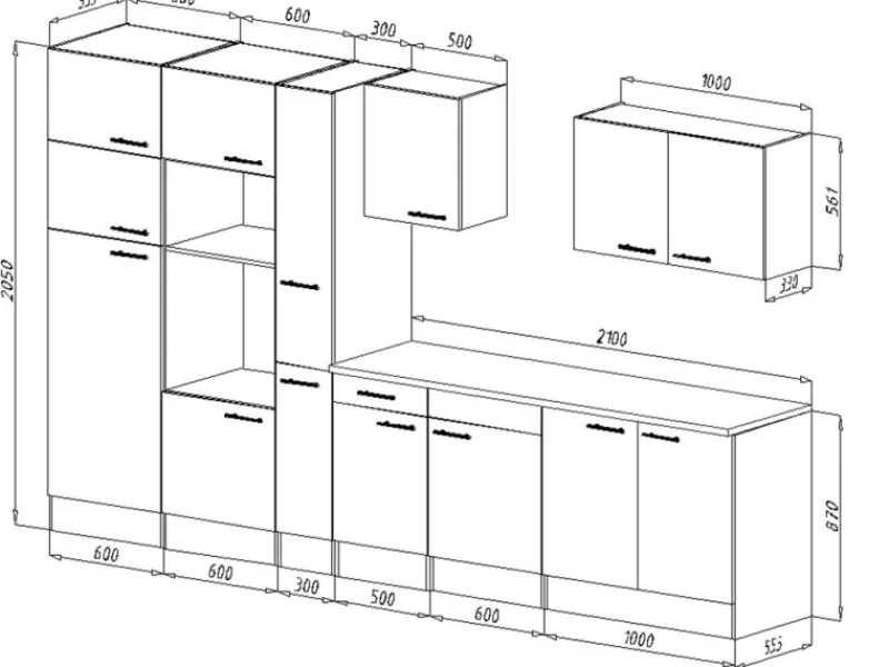 Respekta Küchenzeile KB360EYGMIGKE 360 cm Grau Seidengl.-Eiche York Nachbildung< Einbauküchen|Kühlschränke