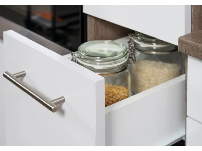 Respekta Küchenzeile KB360EYGMIGKE 360 cm Grau Seidengl.-Eiche York Nachbildung< Einbauküchen|Kühlschränke