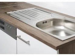Respekta Küchenzeile KB370EYGMIGKE 370 cm Grau Seidengl.-Eiche York Nachbildung Grau Seidenglanz