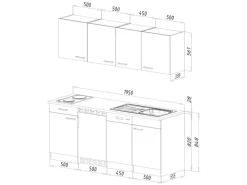 Outlet Respekta Küchenzeile KB195EYGMI 195 cm -Eiche York Nachbildung Grau