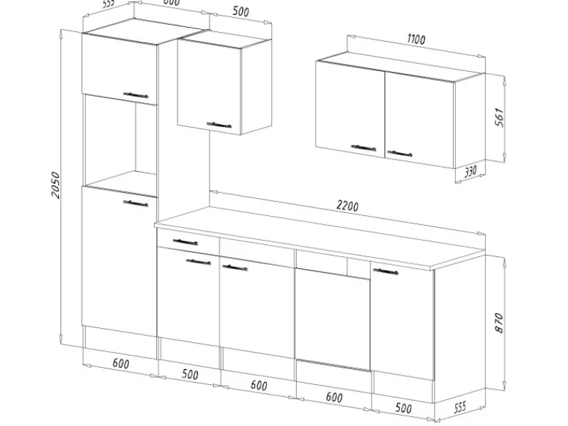 Respekta Einbauküchen|Kochfelder<Küchenzeile KB280EYG 280 cm -Eiche York Nachbildung
