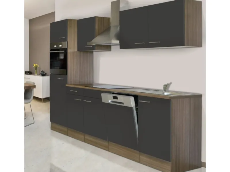 Respekta Einbauküchen|Kochfelder<Küchenzeile KB280EYG 280 cm -Eiche York Nachbildung