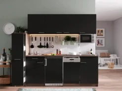 Respekta Kühlschränke|Einbauküchen<Küchenzeile KB225EYSMIC 225 cm -Eiche York Nachbildung