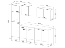 Outlet Respekta Küchenzeile KB270EYS 270 cm Schwarz Seidengl.-Eiche York Nachbildung