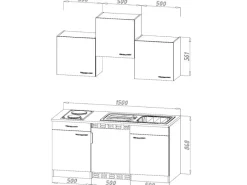 Hot Respekta Küchenzeile KB150EYSC 150 cm Schwarz-Eiche York Nachbildung