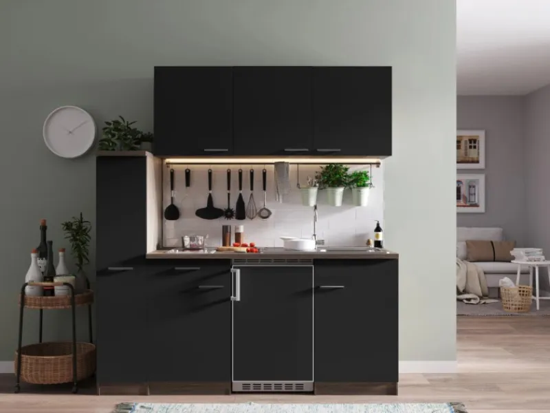 Respekta Kühlschränke|Winkelküchen<Küchenzeile KB180EYSC 180 cm -Eiche York Nachbildung