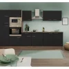 Clearance Respekta Küchenzeile KB330EYSMIGKE 330 cm Schwarz-Eiche York Nachbildung