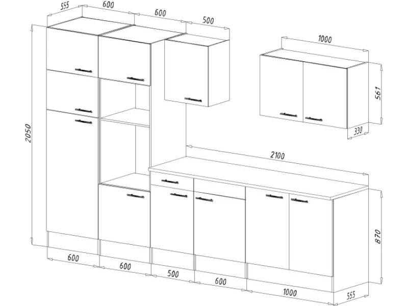 Clearance Respekta Küchenzeile KB330EYSMIGKE 330 cm Schwarz-Eiche York Nachbildung