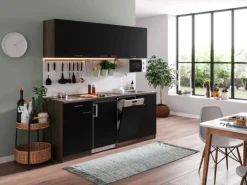 Respekta Single-Küchen|Kühlschränke<Küchenzeile KB195EYSMIC 195 cm -Eiche York Nachbildung