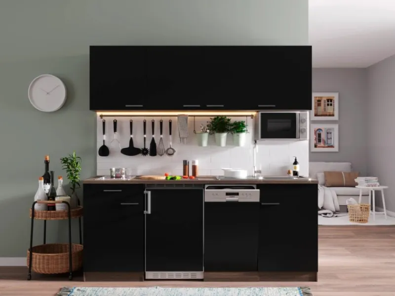 Respekta Single-Küchen|Kühlschränke<Küchenzeile KB195EYSMIC 195 cm -Eiche York Nachbildung