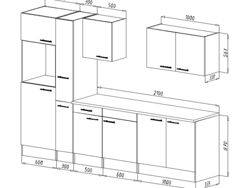 Respekta Küchenzeile KB300EYS 300 cm Schwarz Seidengl.-Eiche York Nachbildung< Kühlschränke|Einbauküchen