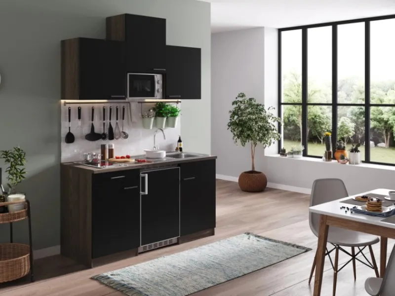 Respekta Single-Küchen|Miniküchen<Küchenzeile KB150EYSMIC 150 cm -Eiche York Nachbildung