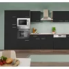 Respekta Einbauküchen<Küchenzeile KB340EYSMIGKE 340 cm Schwarz-Eiche York Nachbildung