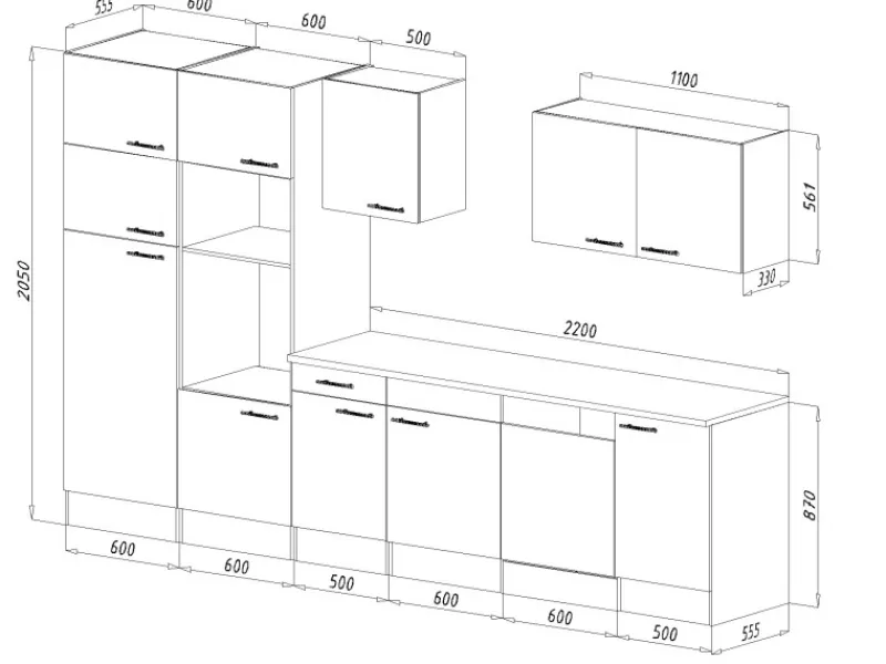 Respekta Einbauküchen<Küchenzeile KB340EYSMIGKE 340 cm Schwarz-Eiche York Nachbildung