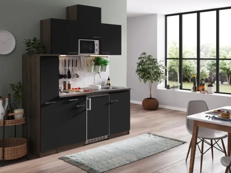 Respekta Single-Küchen|Miniküchen<Küchenzeile KB180EYSMI 180 cm -Eiche York Nachbildung