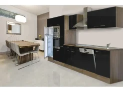 Respekta Küchenzeile KB370EYSMIGKE 370 cm Schwarz Eiche-York Nachbildung< Einbauküchen|Winkelküchen