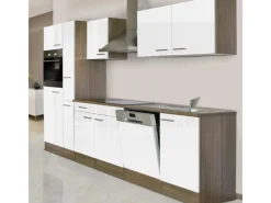Discount Respekta Küchenzeile KB310EYW 310 cm -Eiche York Nachbildung Weiß Seidenglanz