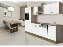 Discount Respekta Küchenzeile KB310EYW 310 cm -Eiche York Nachbildung Weiß Seidenglanz