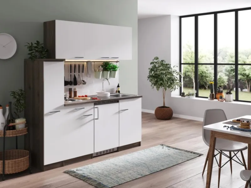 Respekta Single-Küchen|Einbauküchen<Küchenzeile KB180EYW 180 cm -Eiche York Nachbildung