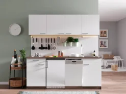 Respekta Single-Küchen|Winkelküchen<Küchenzeile KB195EYW 195 cm Eiche Nachbildung Duokochfeld