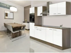 Sale Respekta Küchenzeile KB270EYW 270 cm -Eiche York Nachbildung Weiß Seidenglanz