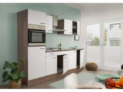 Sale Respekta Küchenzeile KB270EYW 270 cm -Eiche York Nachbildung Weiß Seidenglanz