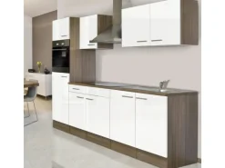 Sale Respekta Küchenzeile KB270EYW 270 cm -Eiche York Nachbildung Weiß Seidenglanz