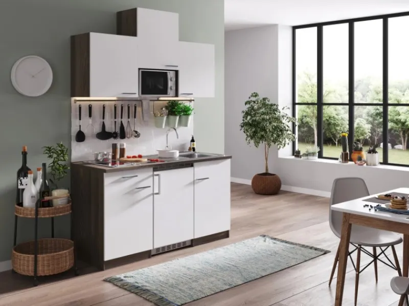 Sale Respekta Küchenzeile KB150EYWMIC 150 cm -Eiche York Nachbildung Weiß