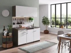 Outlet Respekta Küchenzeile KB150EYWC 150 cm -Eiche York Nachbildung Weiß